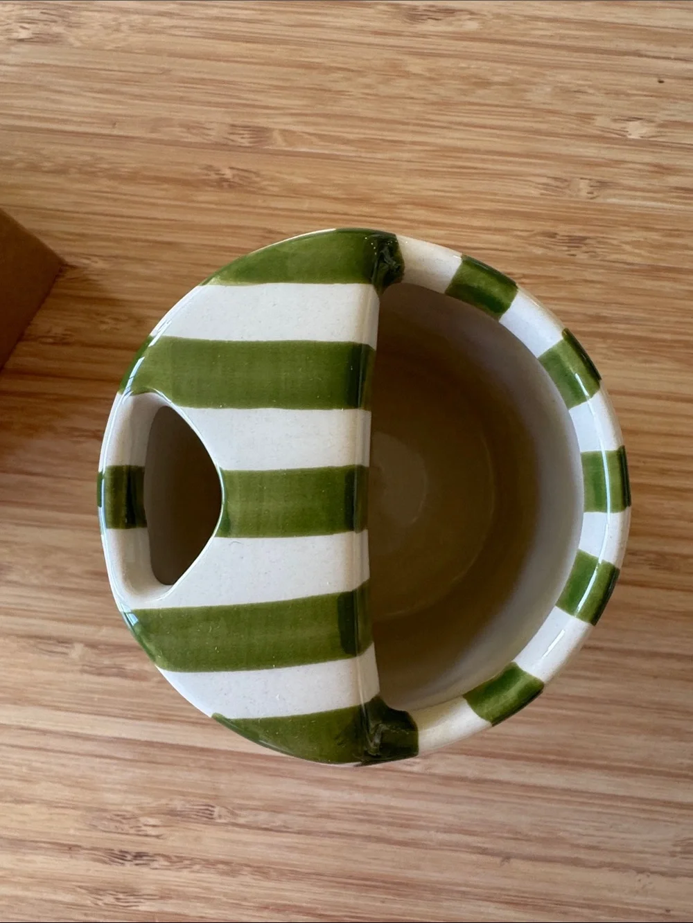 Striped Ceramic Coffee Cup - Green and White
